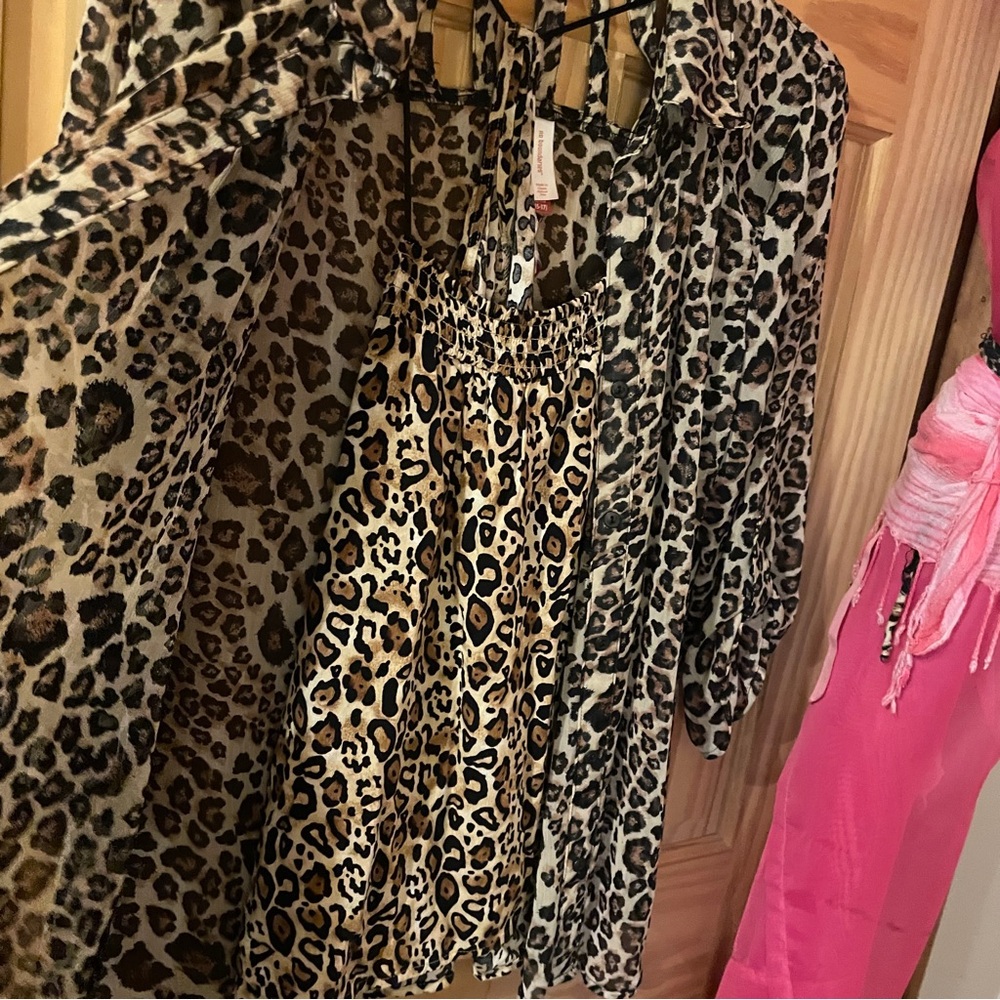 Leopard Print shirt and Cover-Up Set